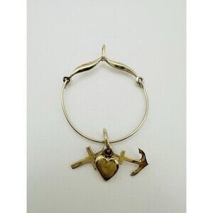 Vintage Gold Over Sterling Silver Anchor Cross Heart Charm Holder Pendant